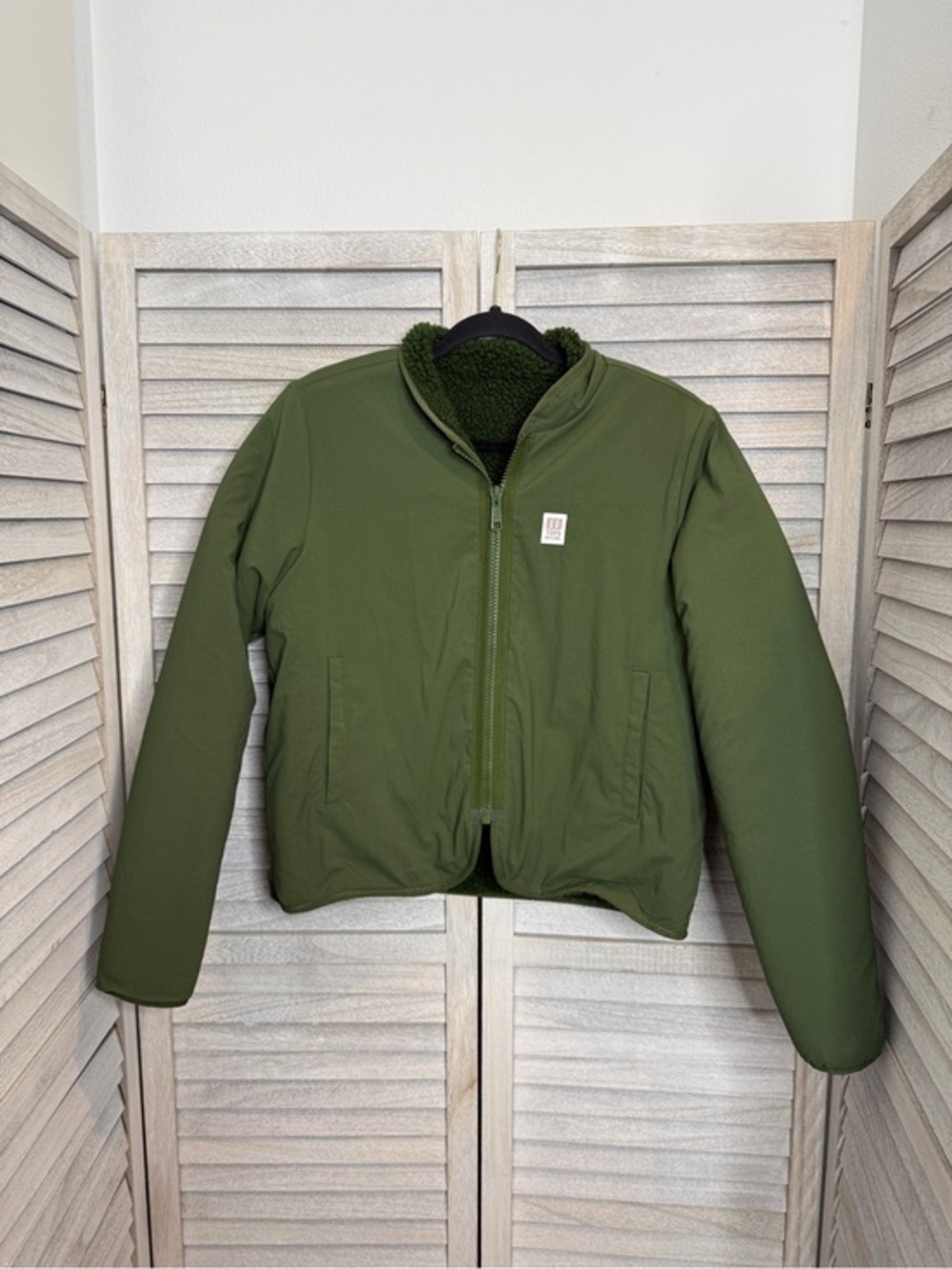 Topo Designs Women’s Sherpa Olive Reversible Jacket Size L